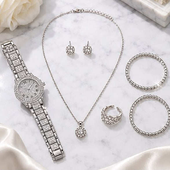 Elegant Set – 6PC Watch & Bracelets